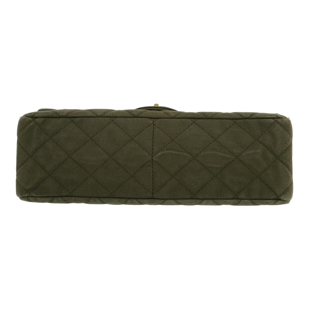 Chanel 2.55 shoulder bag in khaki denim canvas - DETAIL 1