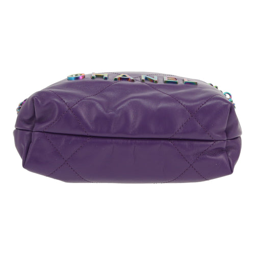 Chanel 22 shoulder bag in purple leather - DETAIL 1