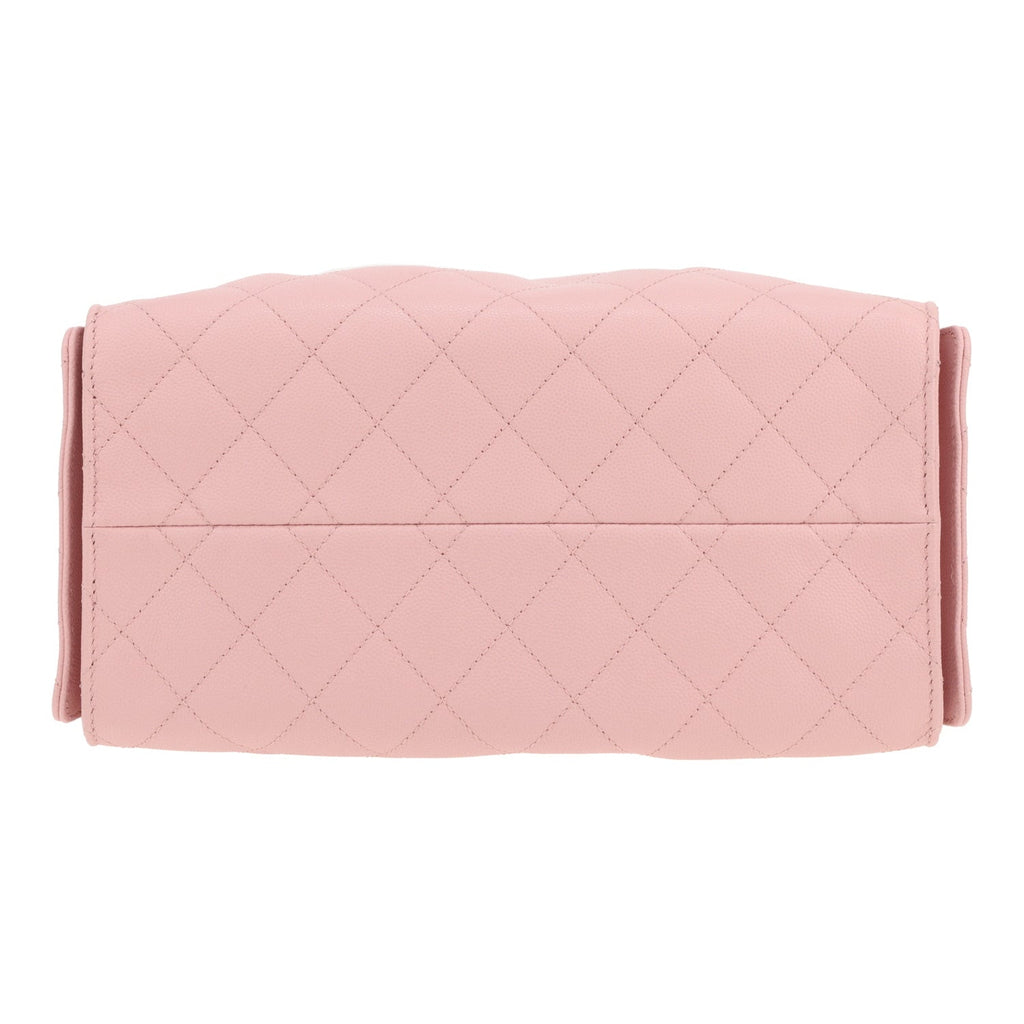 Chanel 25 small model shoulder bag in pink quilted grained leather - DETAIL 1
