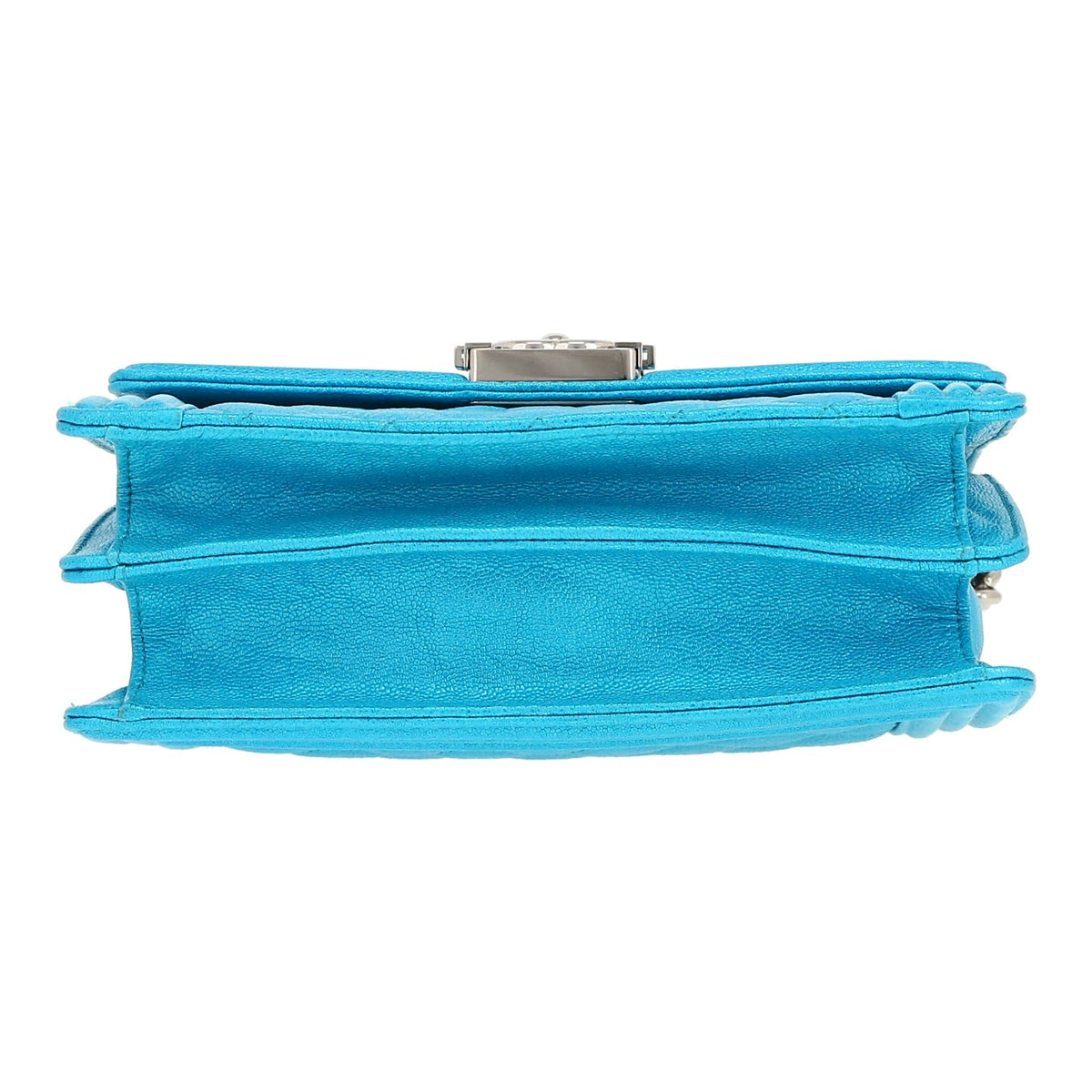 Chanel North South Boy shoulder bag in blue quilted leather - DETAIL 1