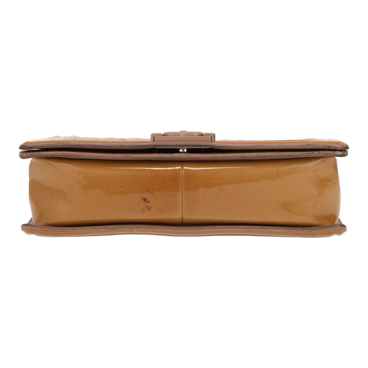 Chanel Boy large model shoulder bag in brown patent quilted leather - DETAIL 1