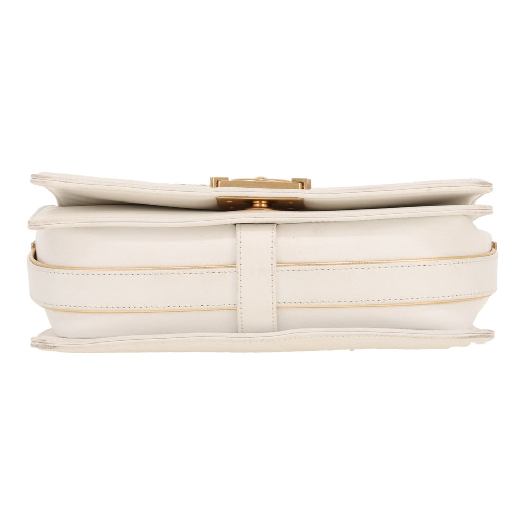 Chanel Boy shoulder bag in white leather cannage - DETAIL 1