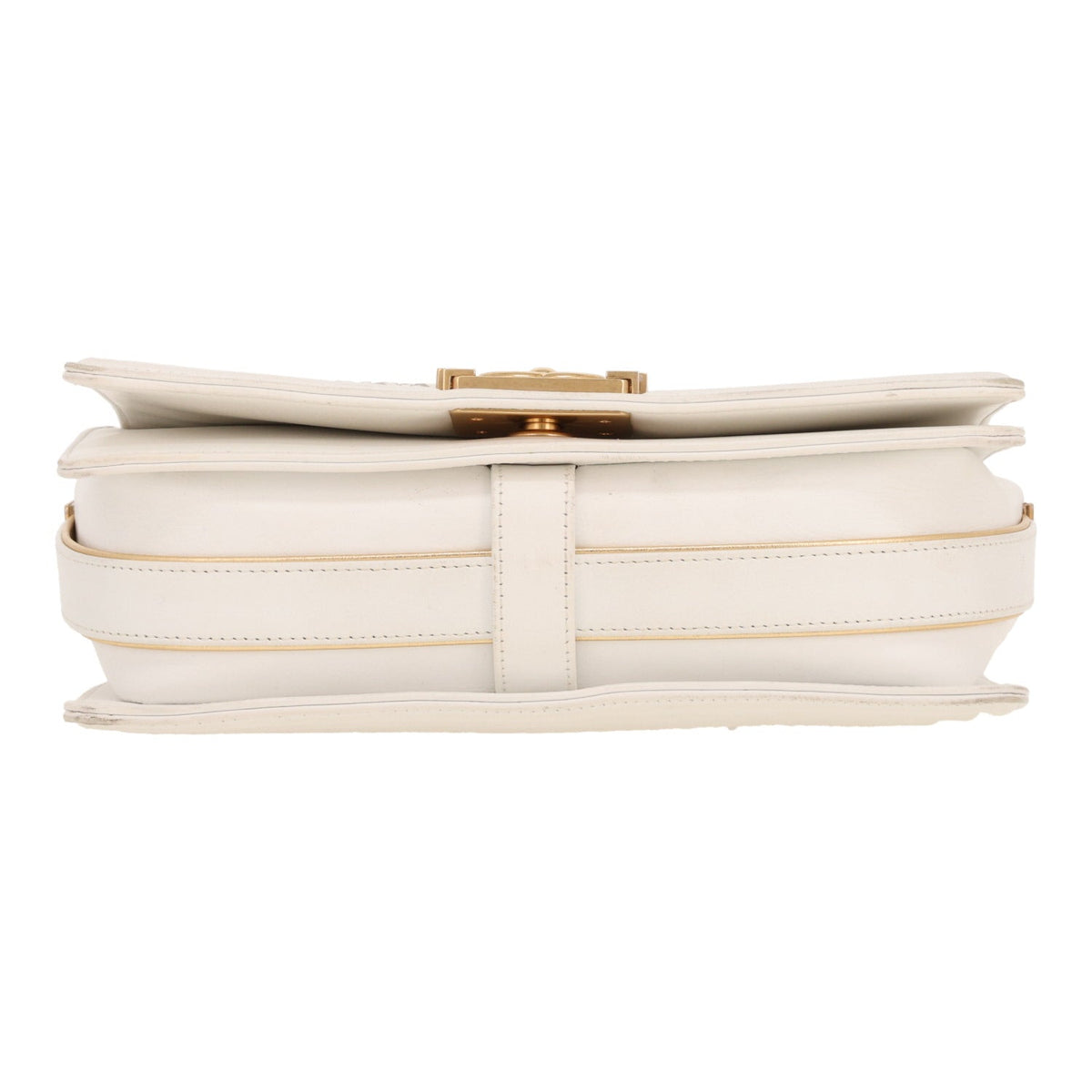 Chanel Boy shoulder bag in white leather cannage - DETAIL 1