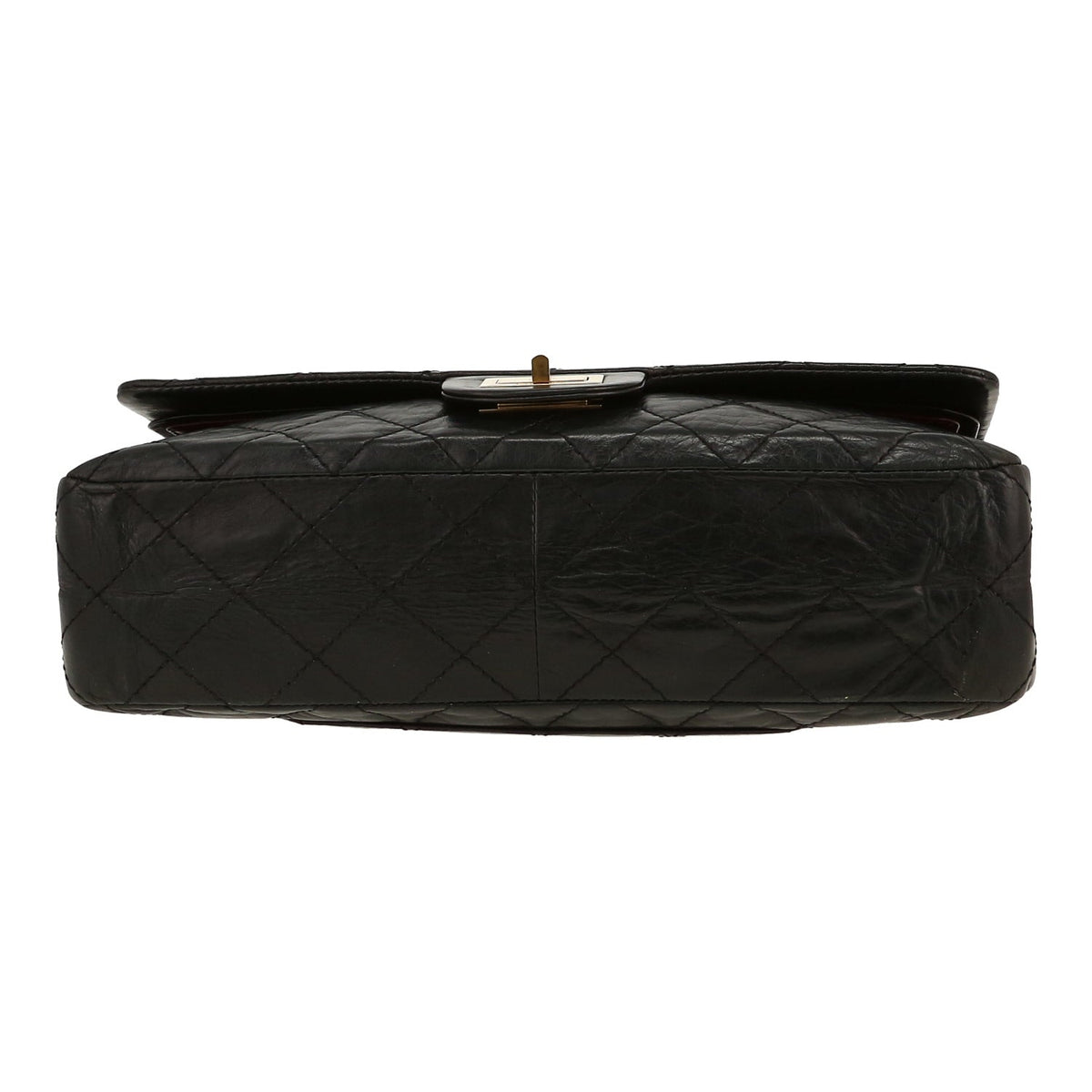 Chanel 2.55 handbag in black quilted leather - DETAIL 1