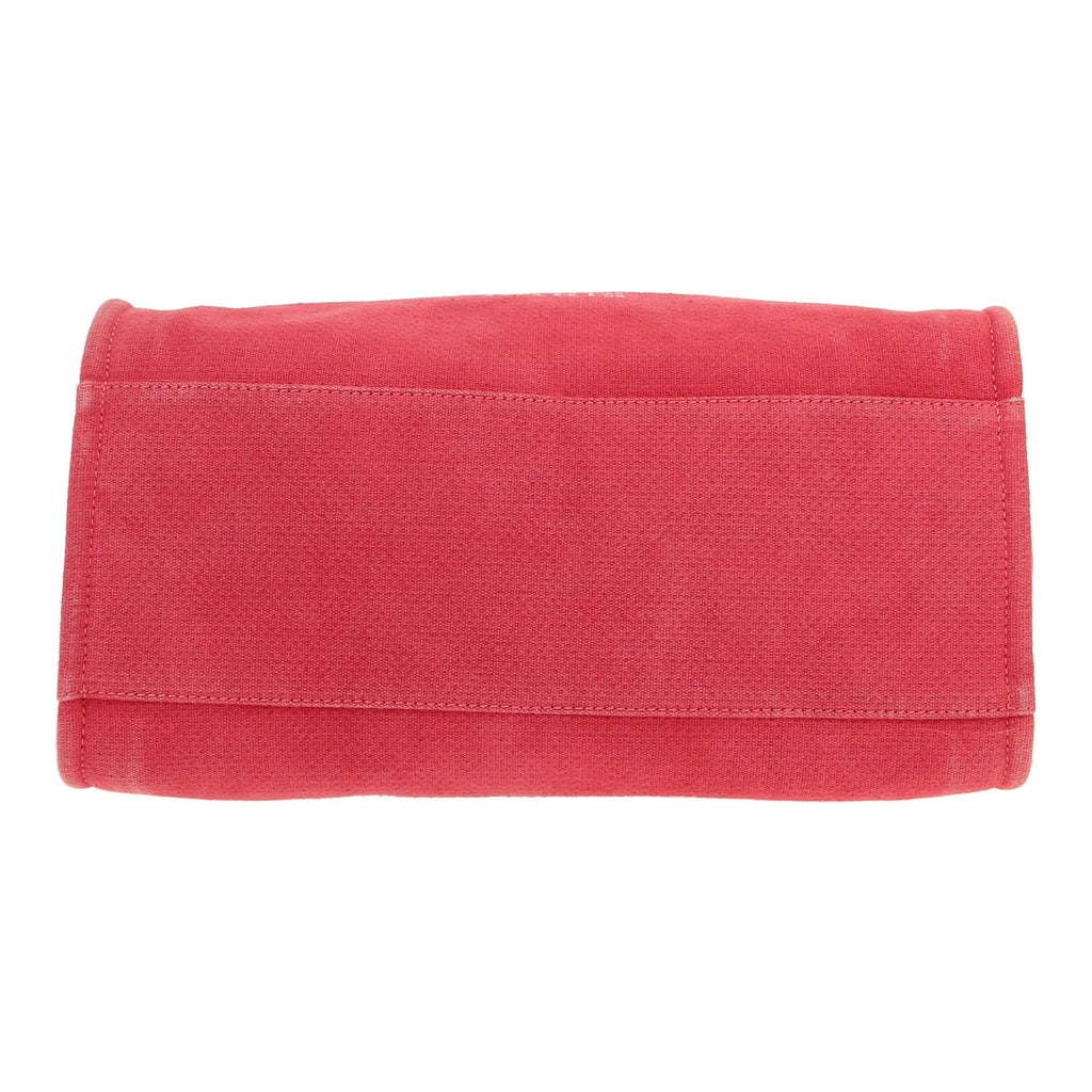 Chanel Deauville shopping bag in pink canvas and burgundy leather - DETAIL 1