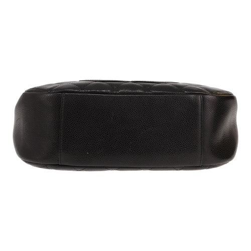 Chanel handbag in black quilted grained leather - DETAIL 1