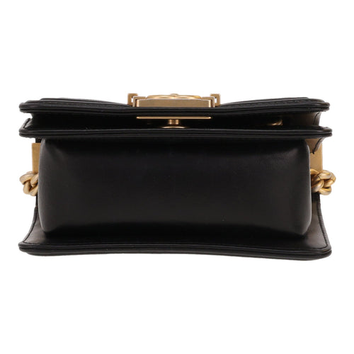 Chanel Mini Boy shoulder bag in black quilted leather - DETAIL 1