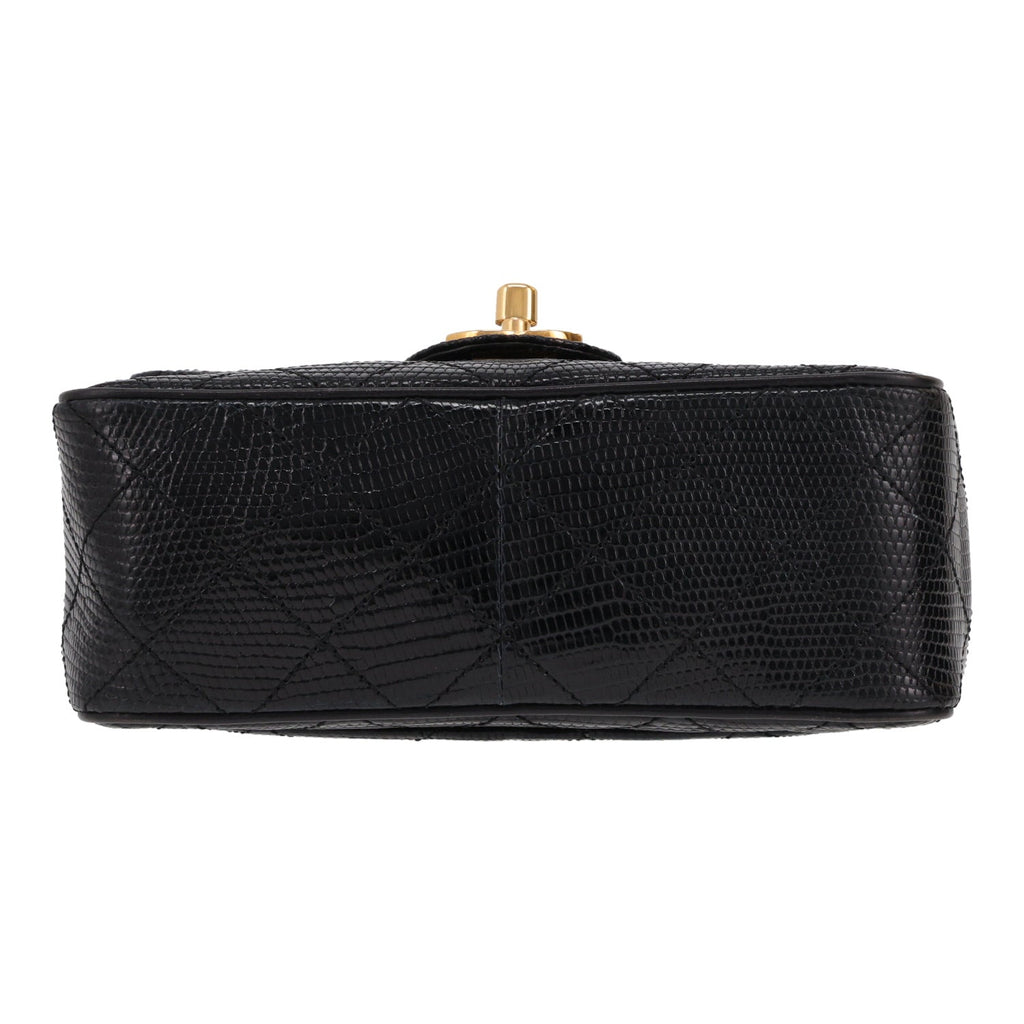 Chanel Mini Carré shoulder bag in black lizard - DETAIL 1