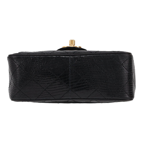 Chanel Mini Carré shoulder bag in black lizard - DETAIL 1