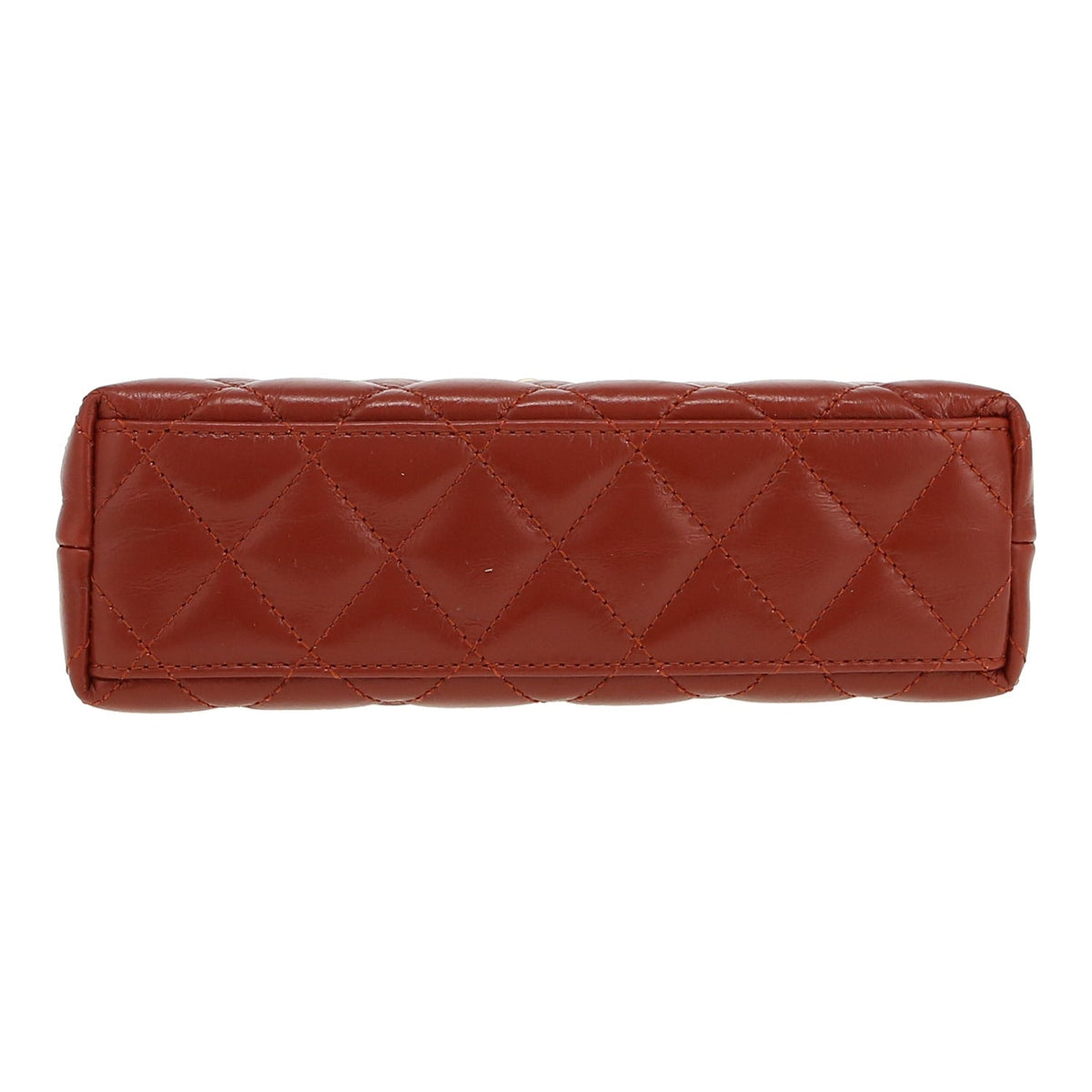 Chanel Mini Shopping handbag in cognac quilted leather - DETAIL 1