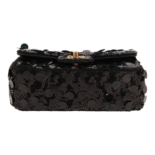 Chanel Mini Timeless shoulder bag paillette and black satin - DETAIL 1