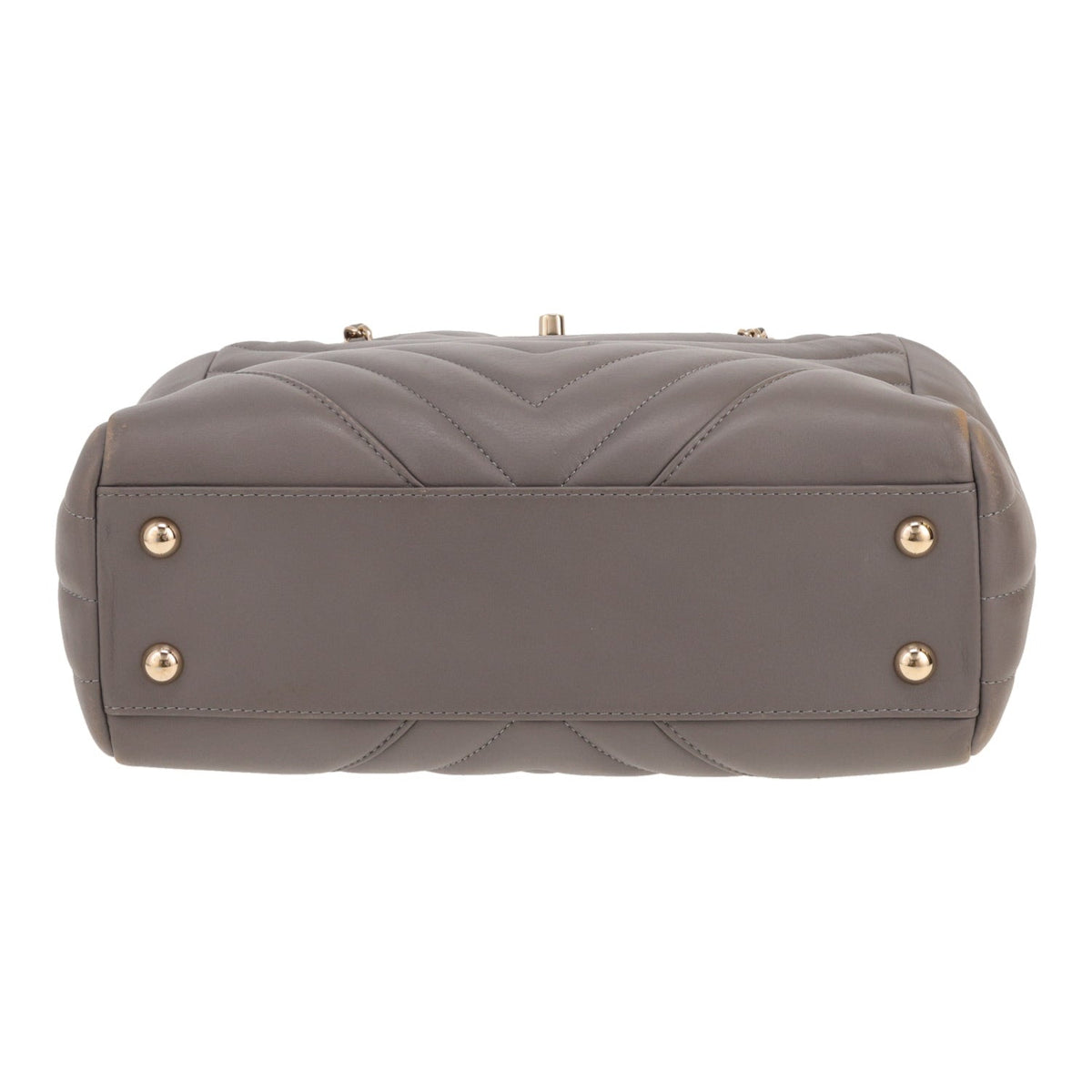 Chanel Statement Tote small model handbag in grey chevron quilted leather - DETAIL 1