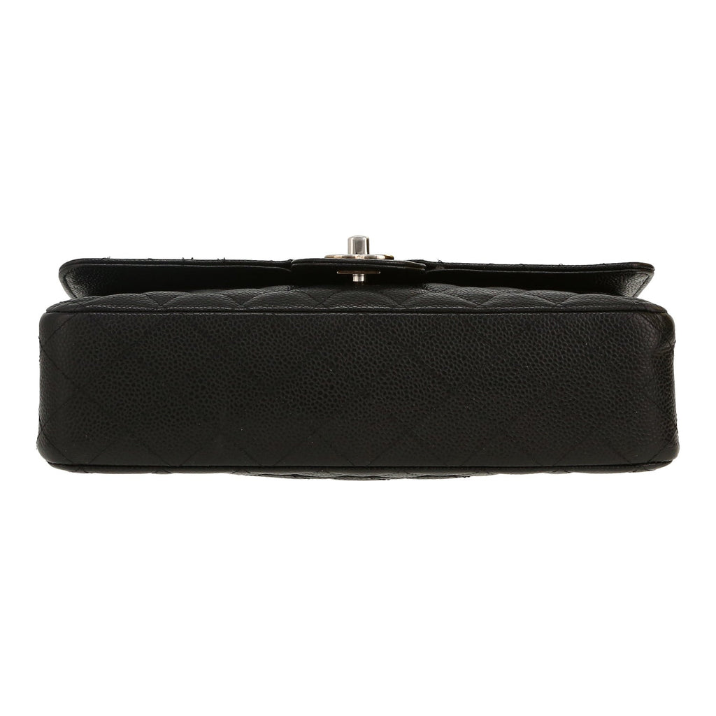 Chanel Timeless Classic handbag in black quilted grained leather - DETAIL 1
