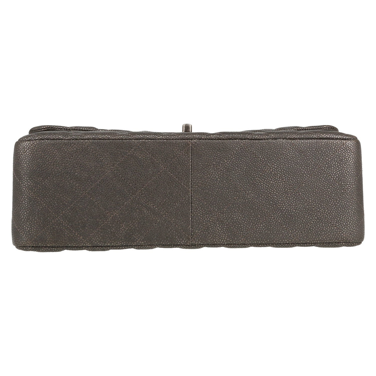 Chanel Timeless Jumbo handbag in grey quilted grained leather - DETAIL 1