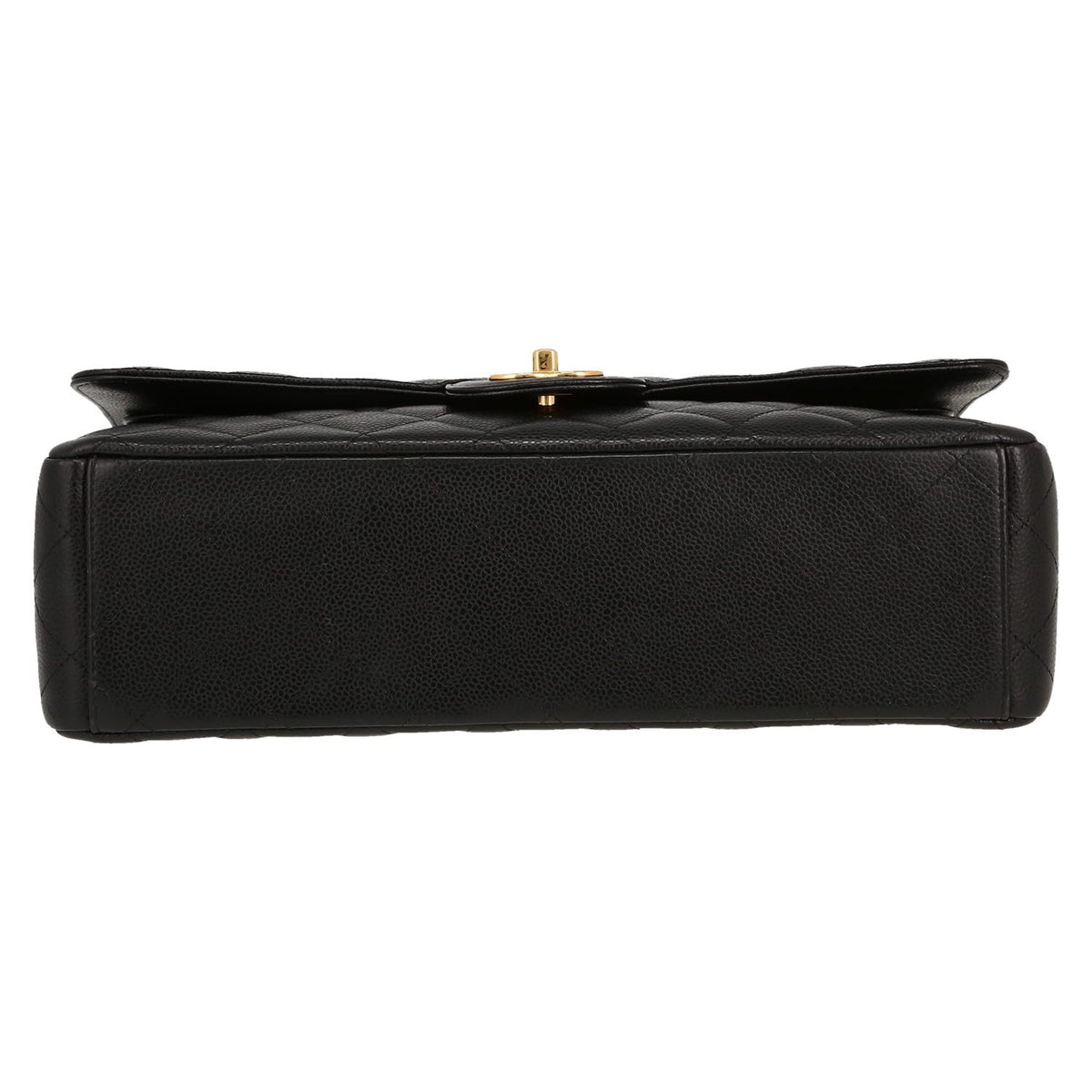 Chanel Timeless Maxi Jumbo handbag in black quilted grained leather - DETAIL 1