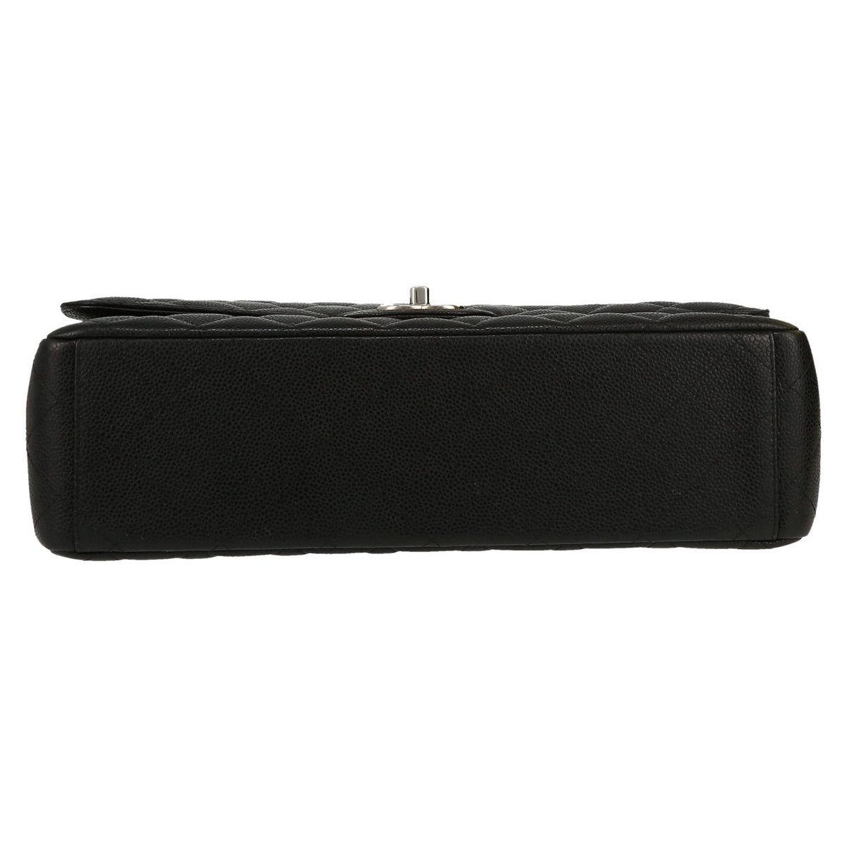 Chanel Timeless Maxi Jumbo handbag in black quilted grained leather - DETAIL 1