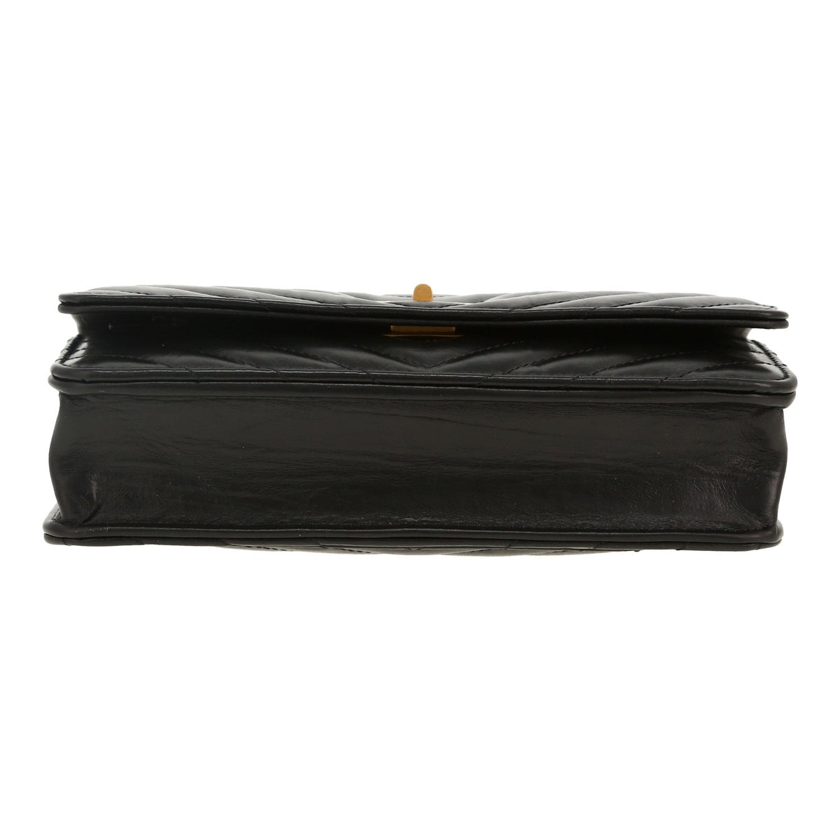Chanel Wallet on Chain shoulder bag in black chevron quilted leather - DETAIL 1