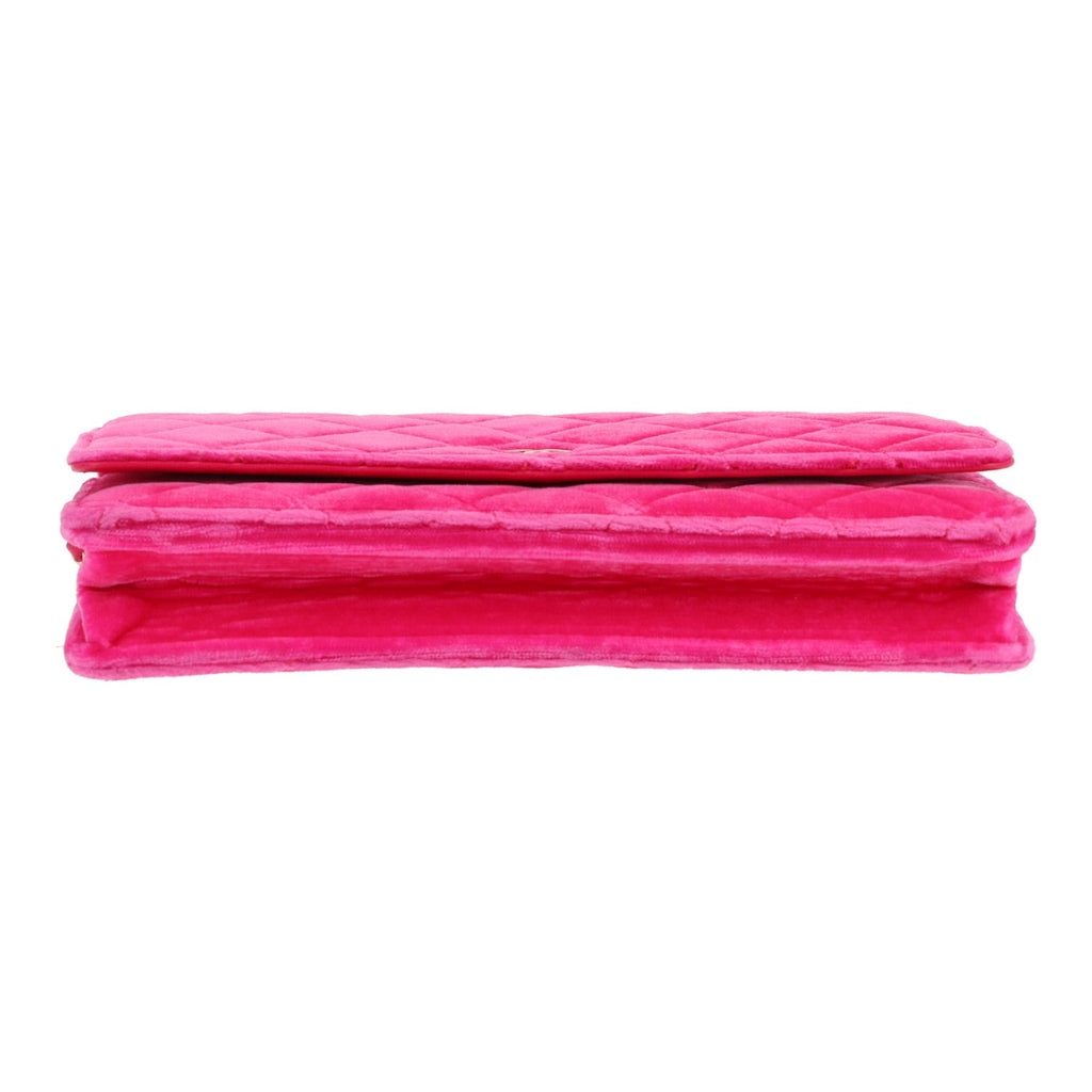 Chanel Wallet on Chain shoulder bag in pink velvet - DETAIL 1