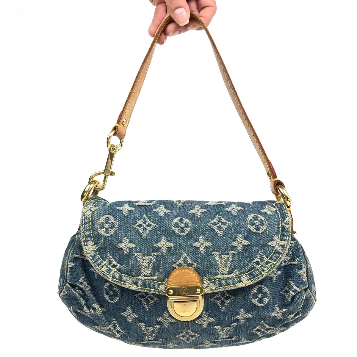 LOUIS VUITTON DENIM PLEATY SHOULDER BAG