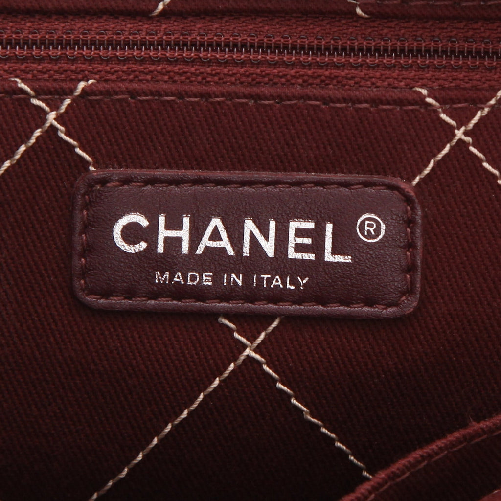 Chanel Grand Shopping shopping bag in beige and black leather - DETAIL 2