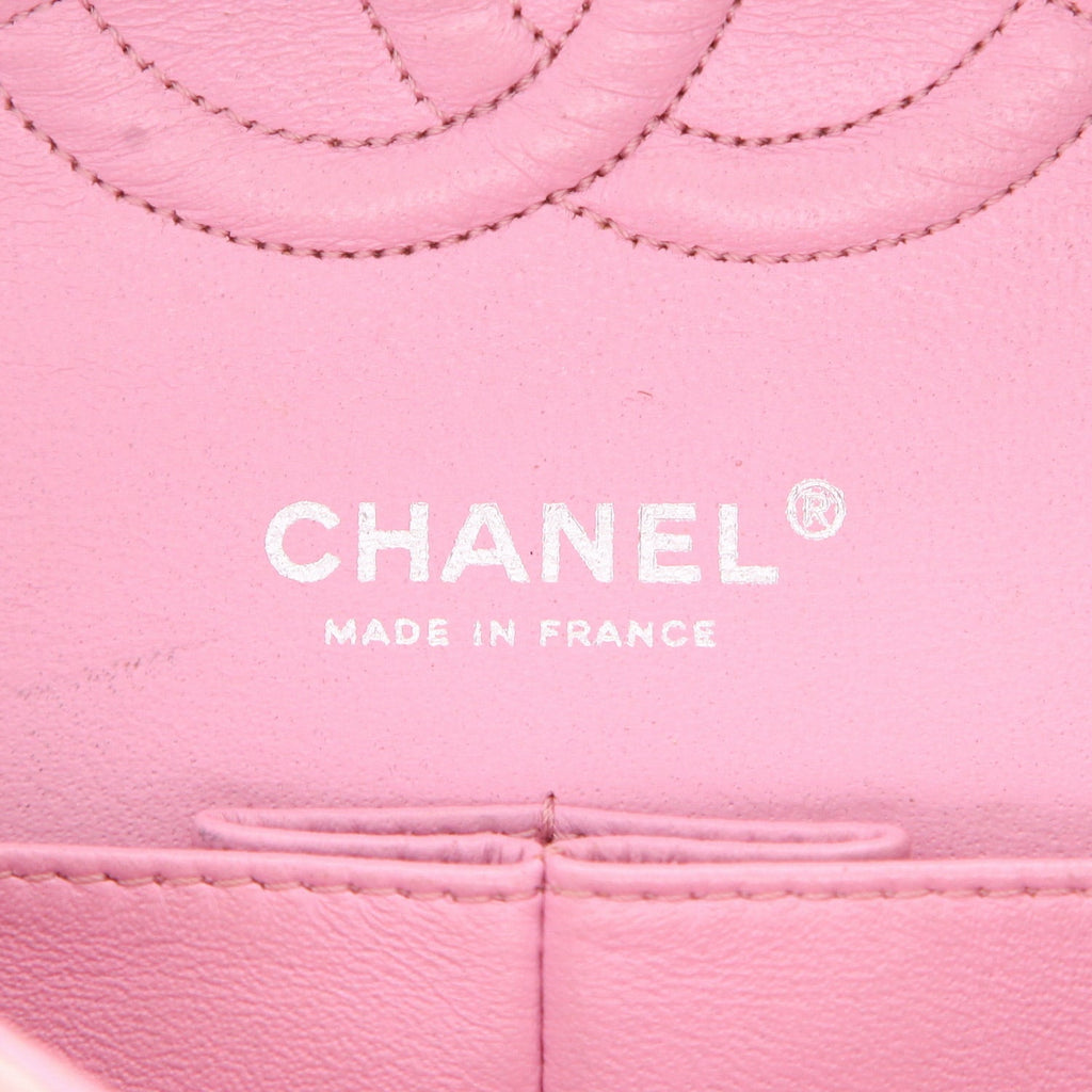 Chanel Timeless Classic handbag in pink and green tweed - DETAIL 2