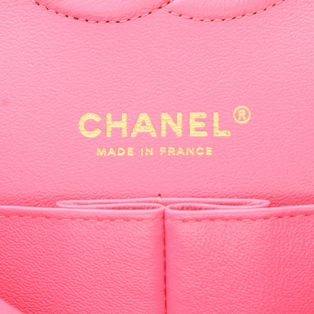 Chanel Timeless Classic handbag in pink quilted grained leather - DETAIL 2