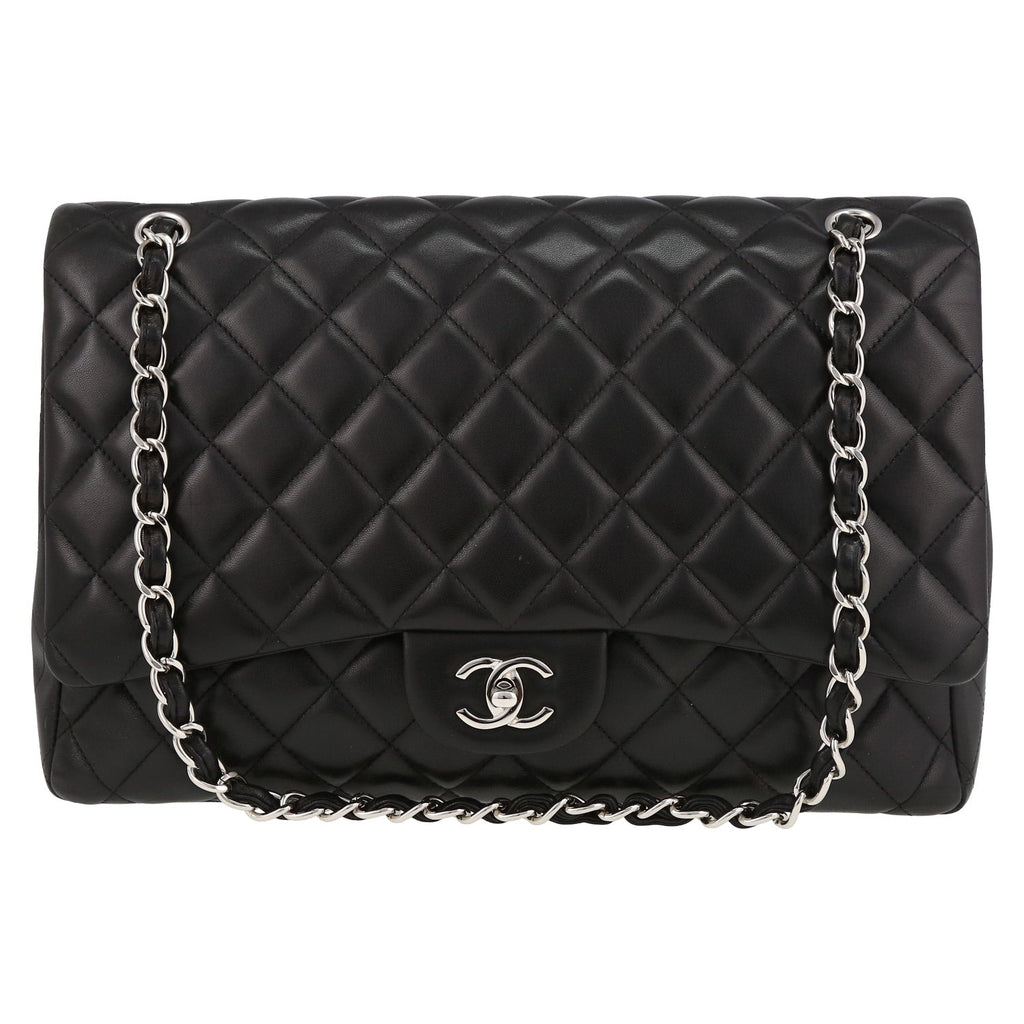Chanel Timeless Maxi Jumbo shoulder bag in black quilted leather - DETAIL 2