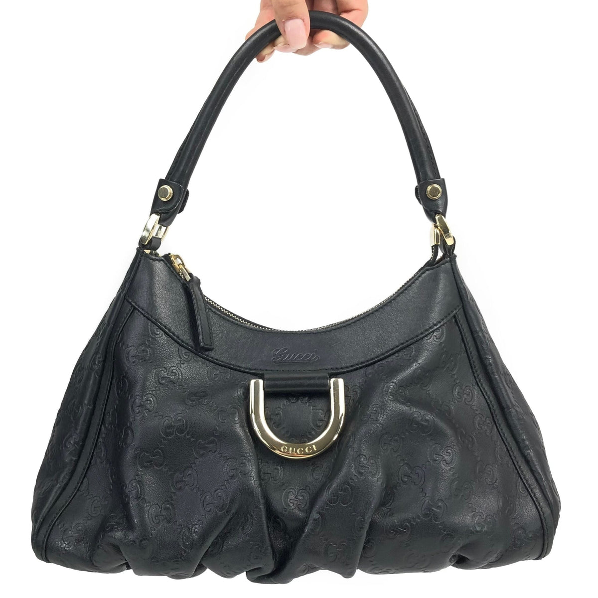 GUCCI MONOGRAM ABBEY LEATHER SHOULDER BAG
