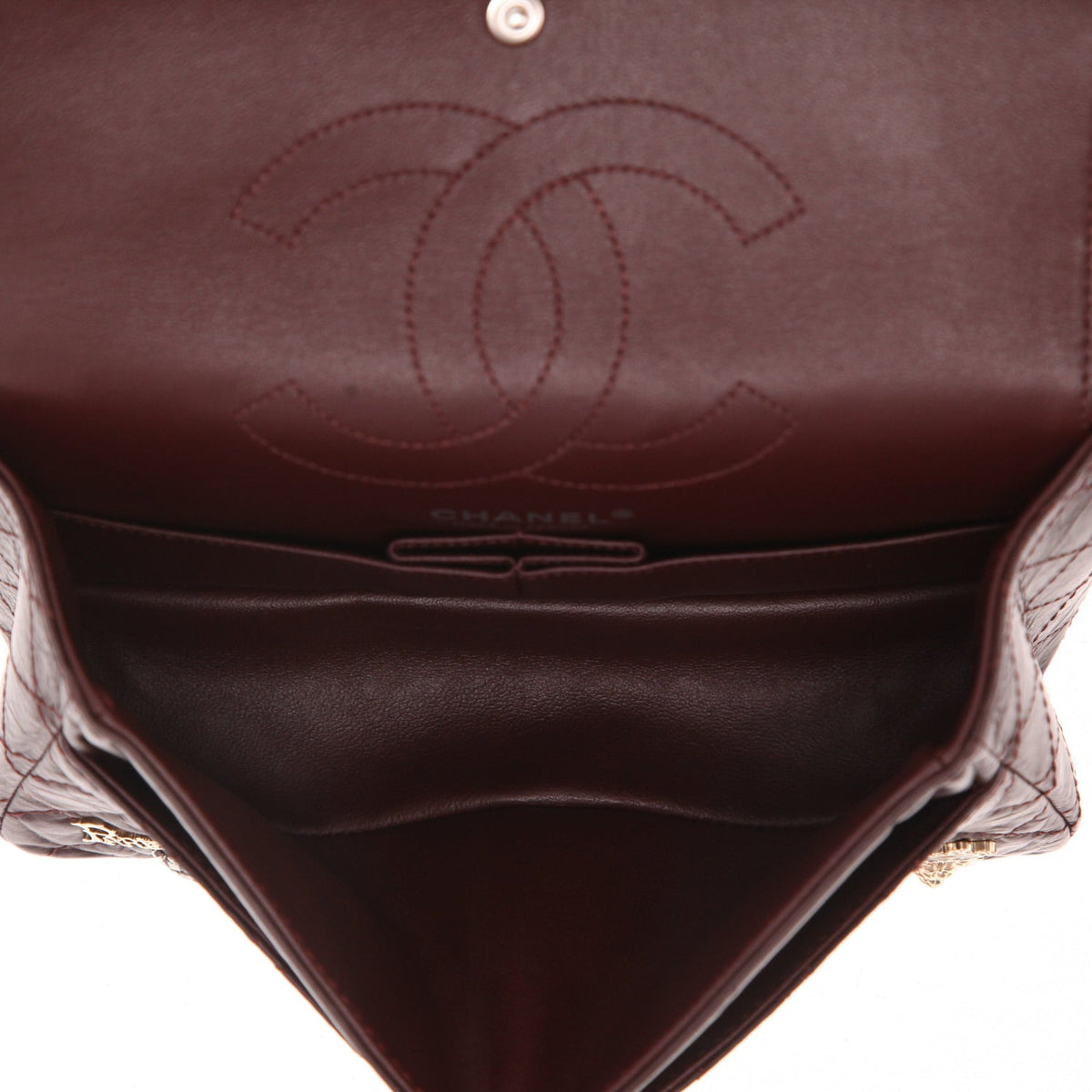 Chanel 2.55 shoulder bag in burgundy quilted leather - DETAIL 3