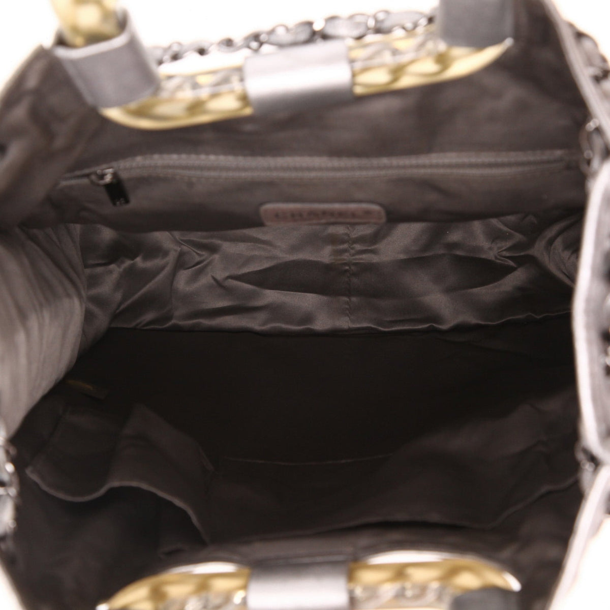 Chanel Ice Cube shopping bag in silver leather and PVC - DETAIL 3
