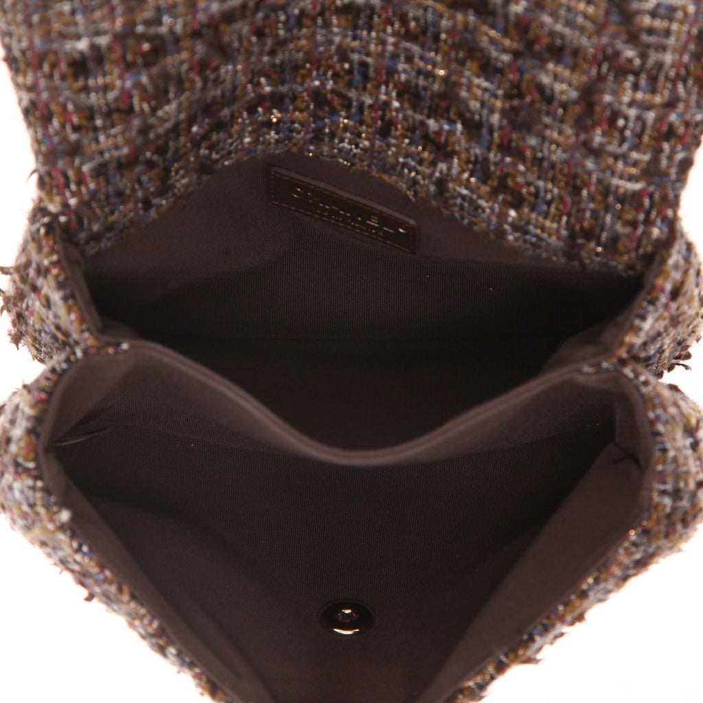 Chanel Knock on Wood shoulder bag in brown and burgundy tweed - DETAIL 3