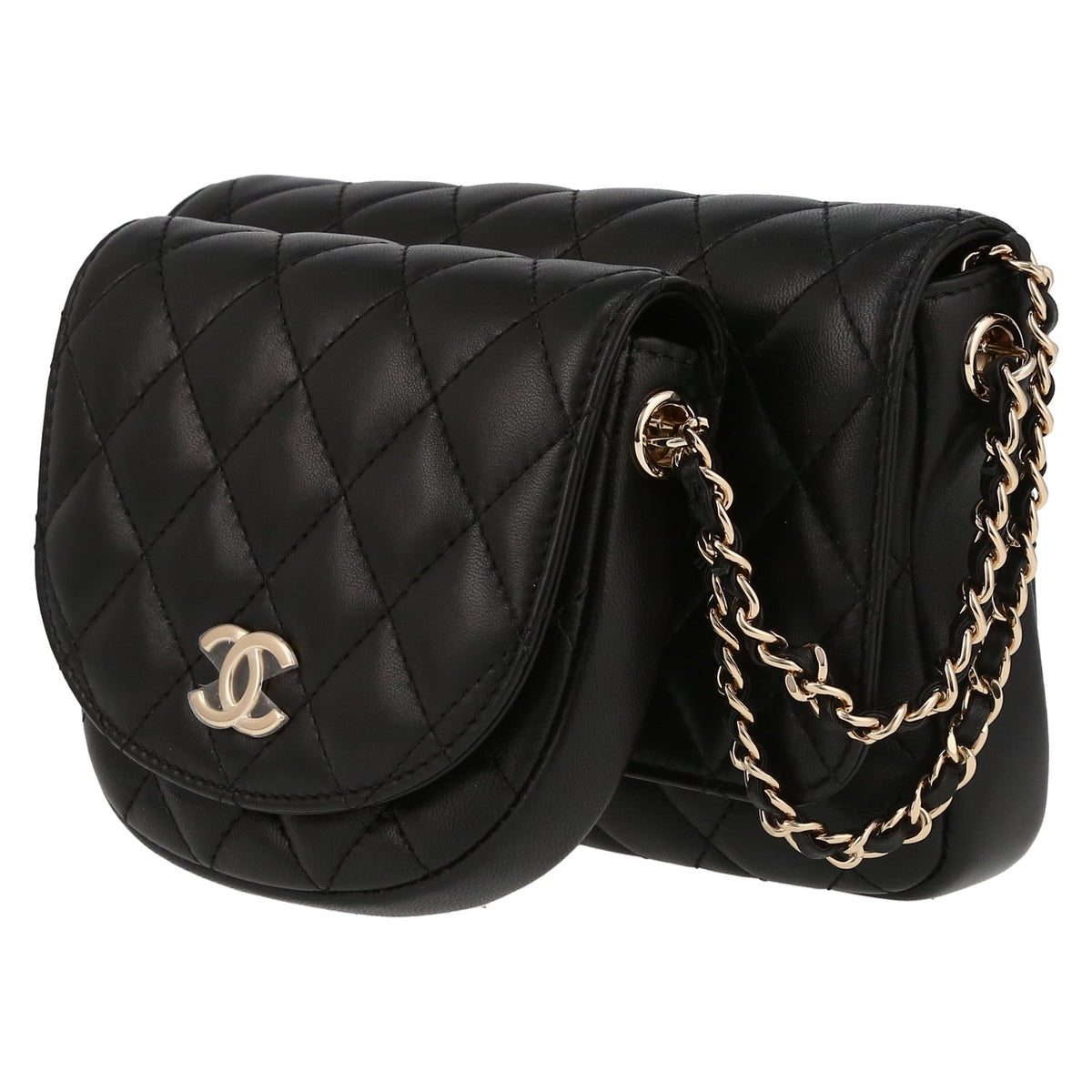 Chanel shoulder bag in black quilted leather - DETAIL 3
