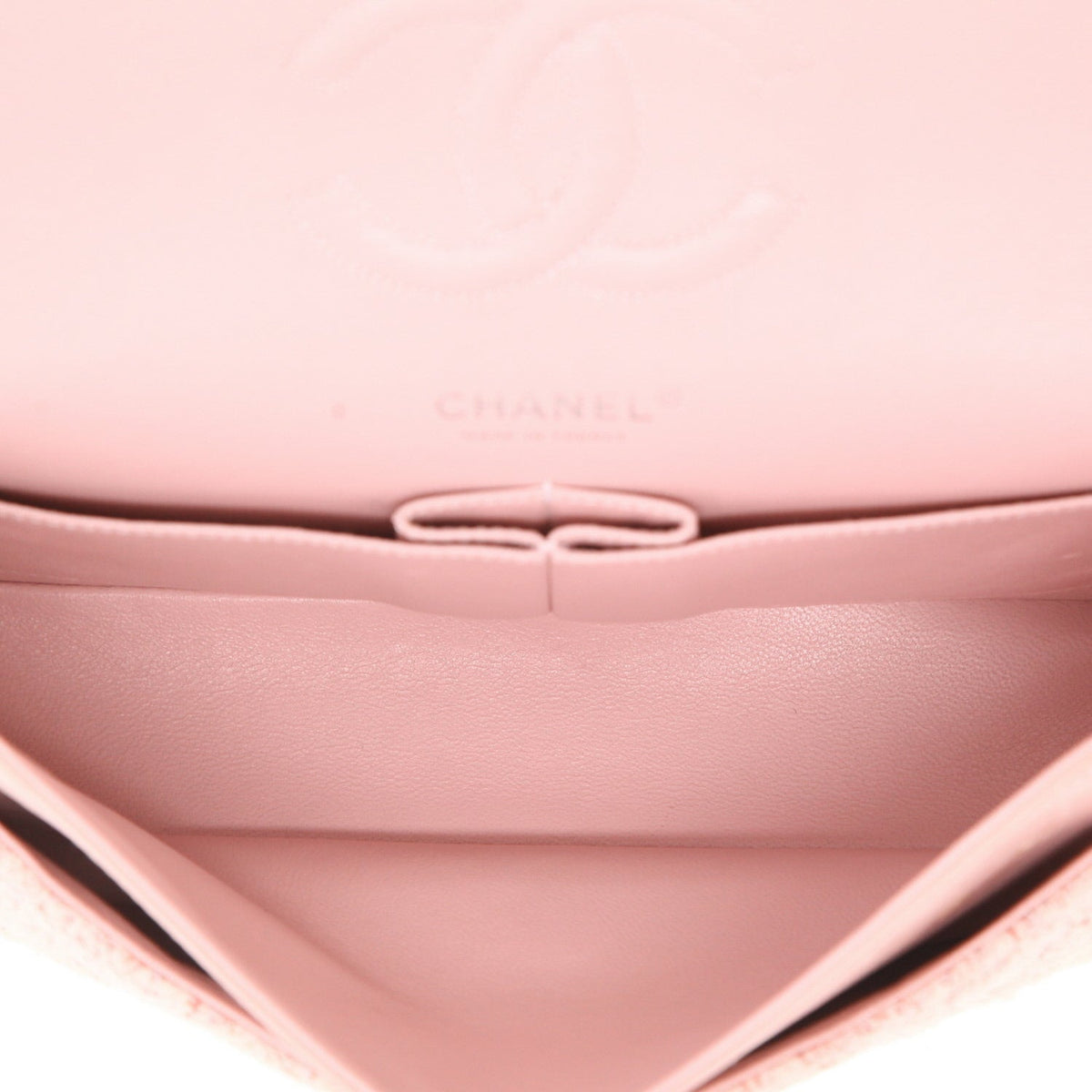 Chanel Timeless Classic handbag in pink tweed - DETAIL 3