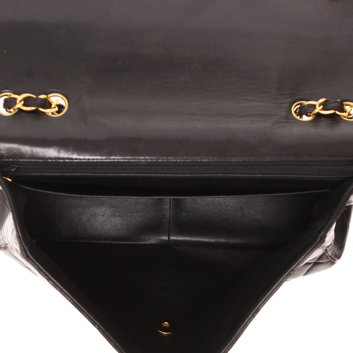 Chanel Timeless Jumbo shoulder bag in black quilted leather - DETAIL 3