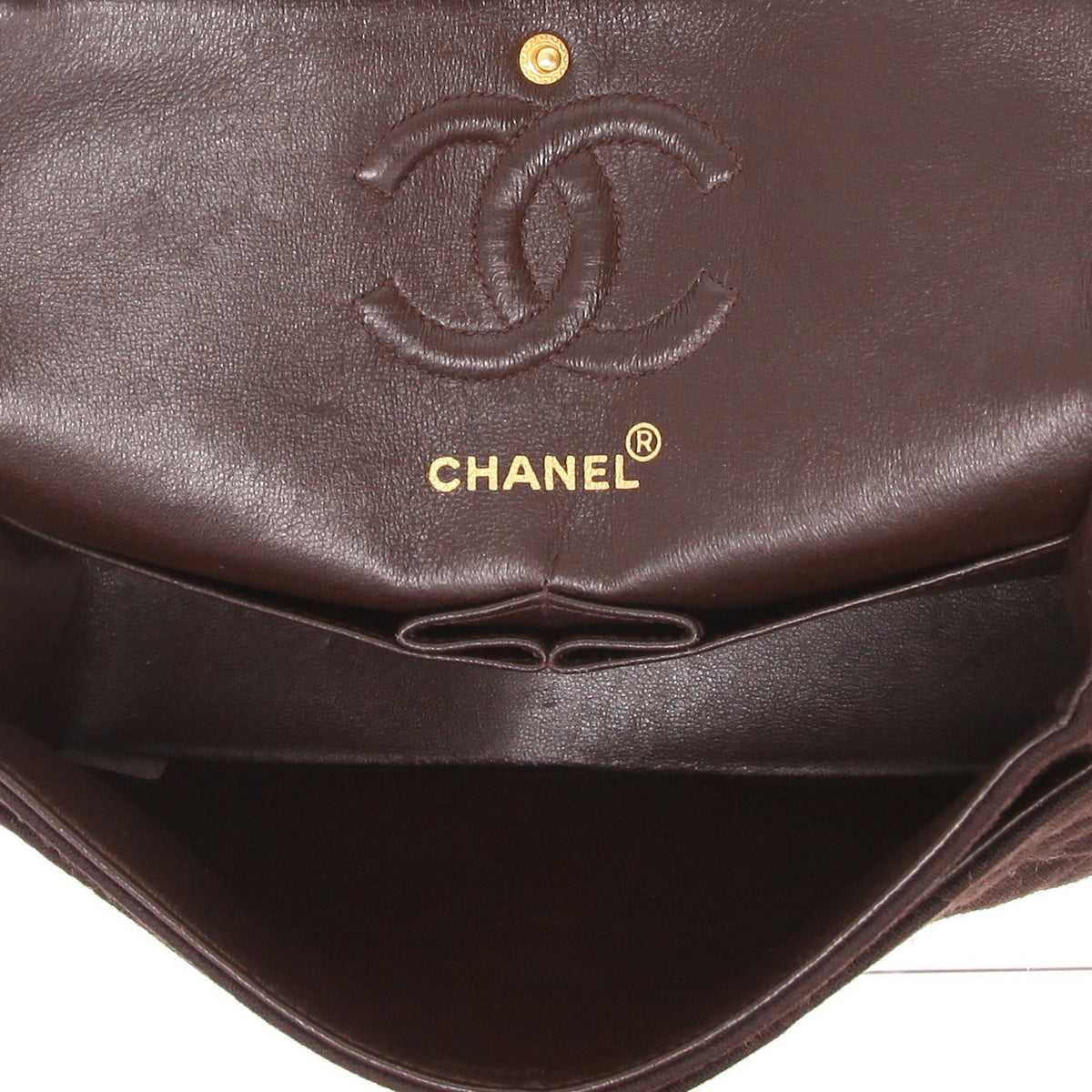 Chanel Timeless Petit handbag in brown jersey canvas - DETAIL 3