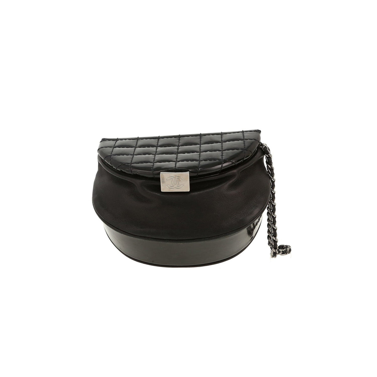 Chanel Editions Limitées clutch in black patent quilted leather and black leather - DETAIL 4