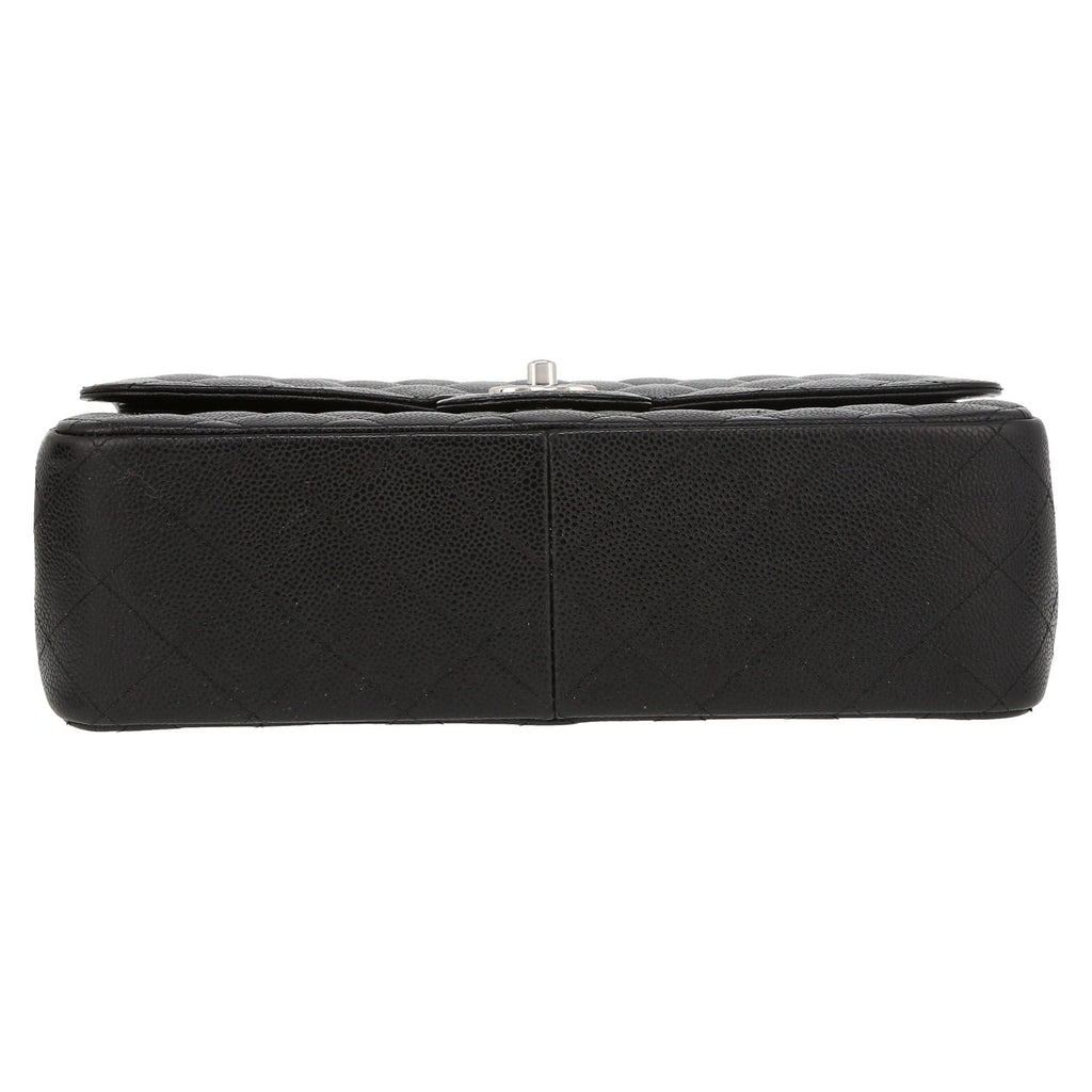 Chanel Timeless Jumbo shoulder bag in black quilted grained leather - DETAIL 4