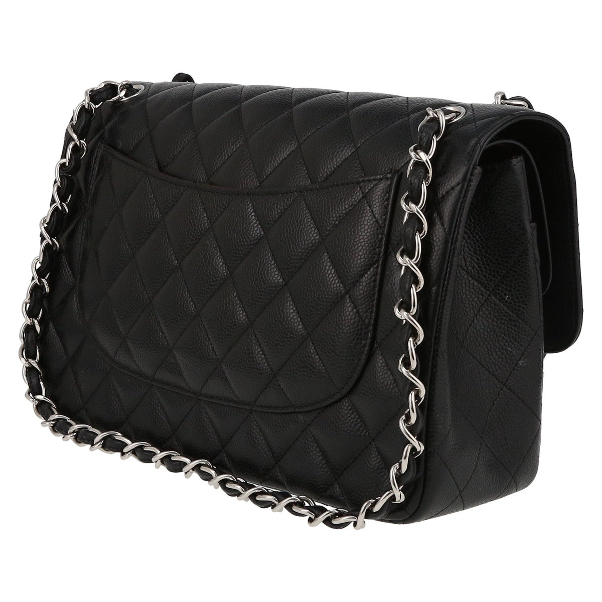 Chanel Timeless Jumbo shoulder bag in black quilted grained leather - DETAIL 5