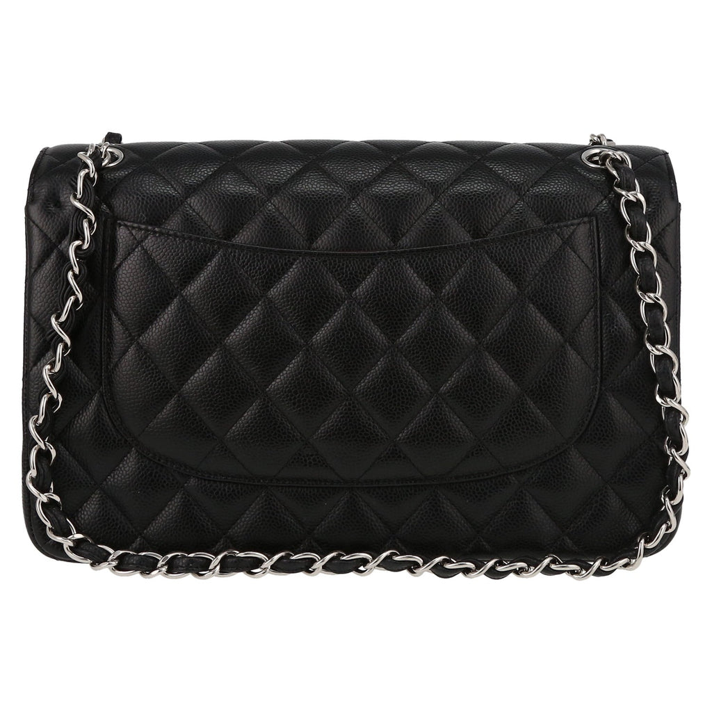Chanel Timeless Jumbo shoulder bag in black quilted grained leather - DETAIL 7
