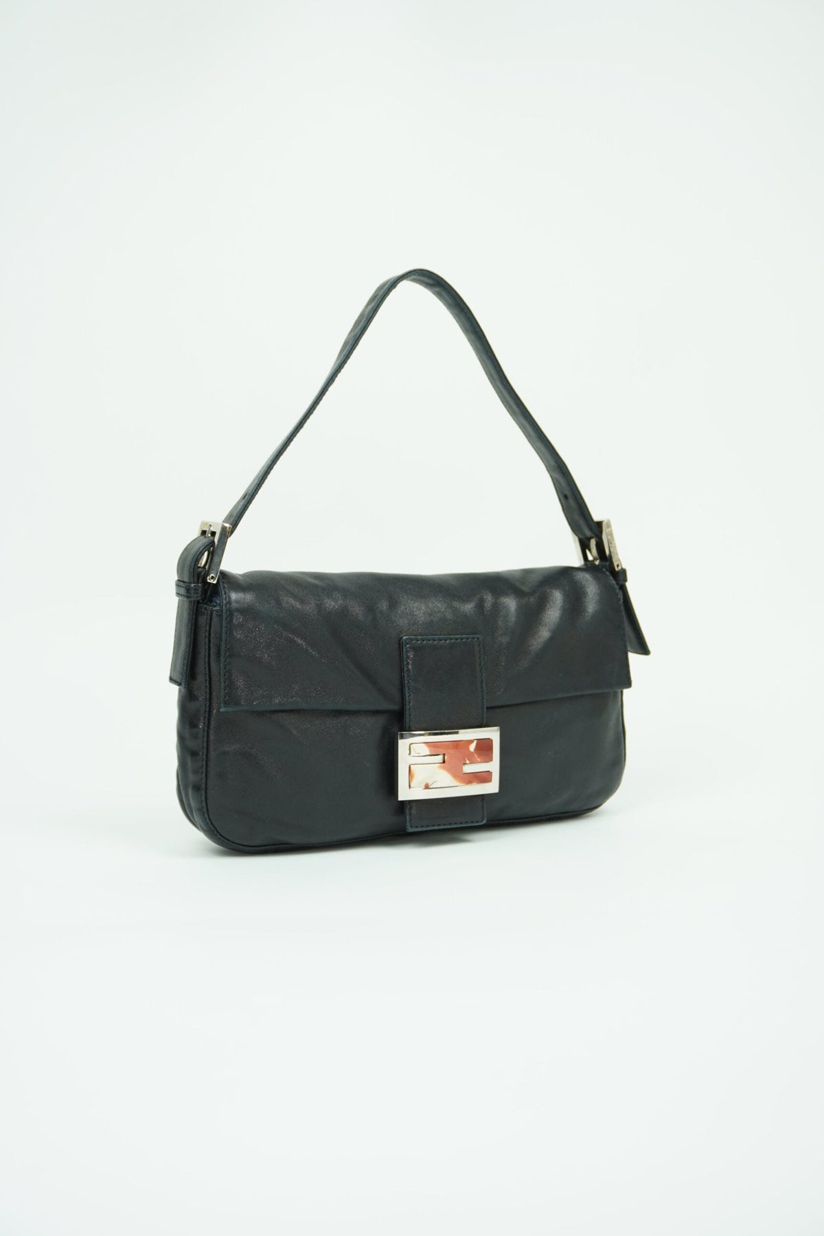 FENDI LEATHER BAGUETTE WITH MARBLE BUCKLE