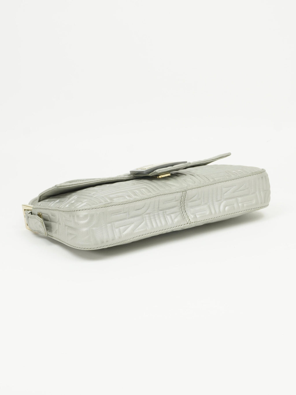 FENDI SILVER LEATHER LOGO BAGUETTE