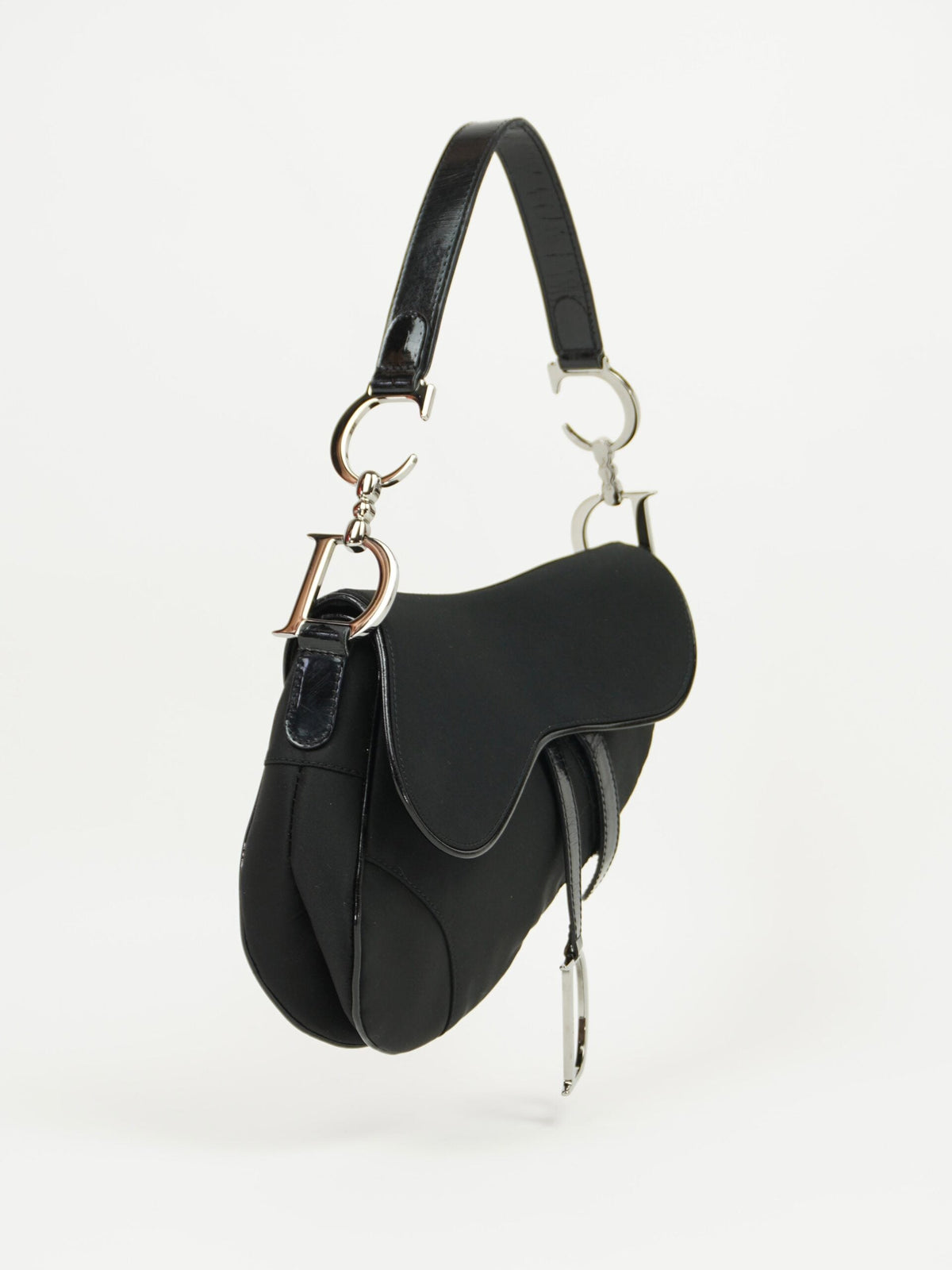 CHRISTIAN DIOR BLACK NYLON SADDLE BAG