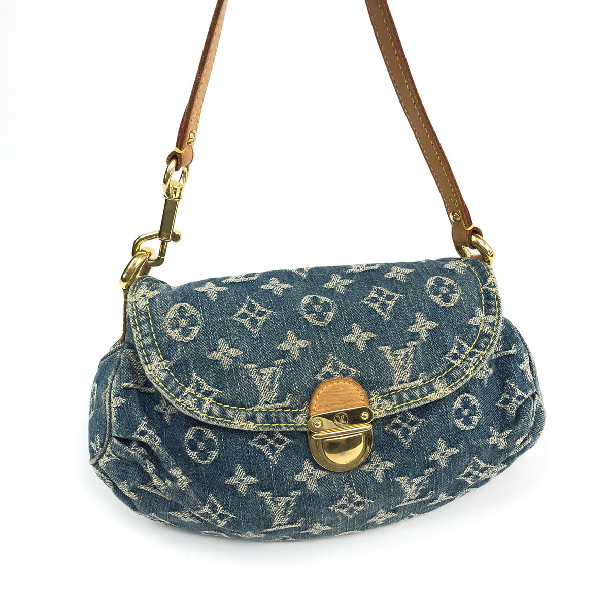 LOUIS VUITTON DENIM PLEATY SHOULDER BAG
