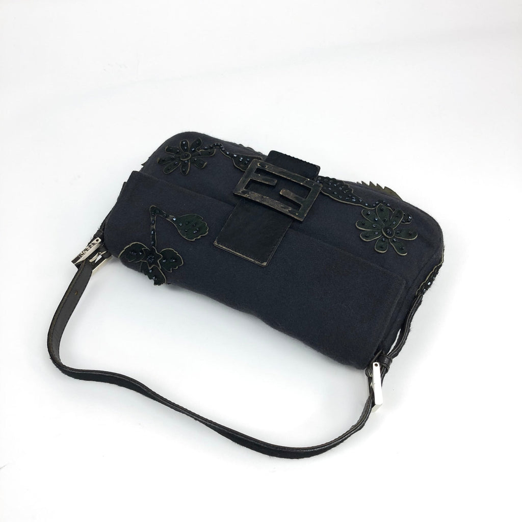 FENDI BAGUETTE WITH CALF HAIR AND BEADED DETAILING