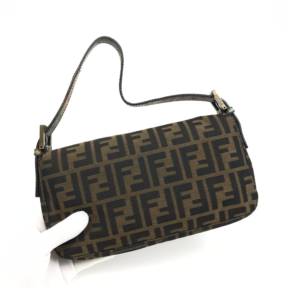 FENDI LEOPARD PONY HAIR ZUCCA BAGUETTE BAG