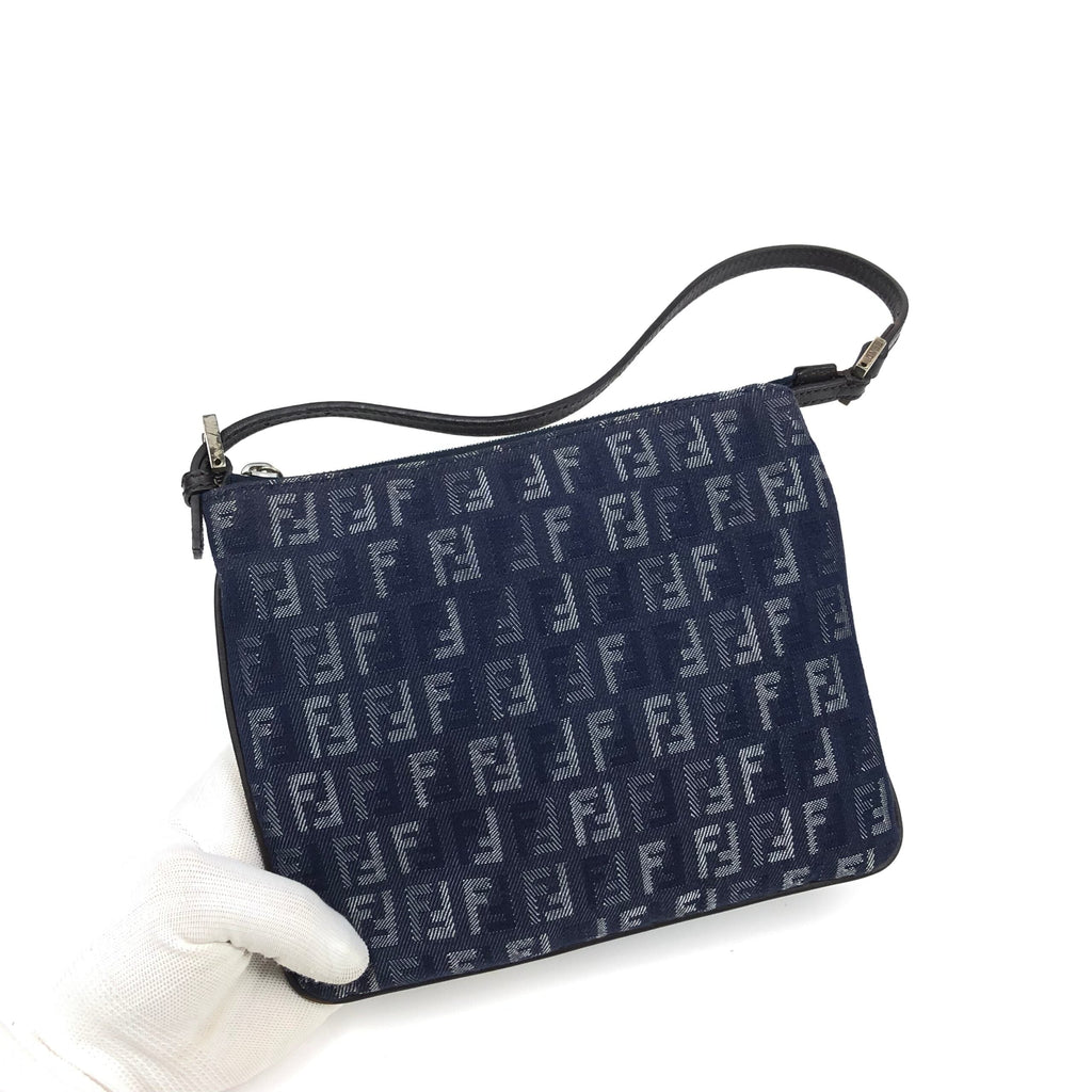 FENDI ZUCCA DENIM SHOULDER BAG