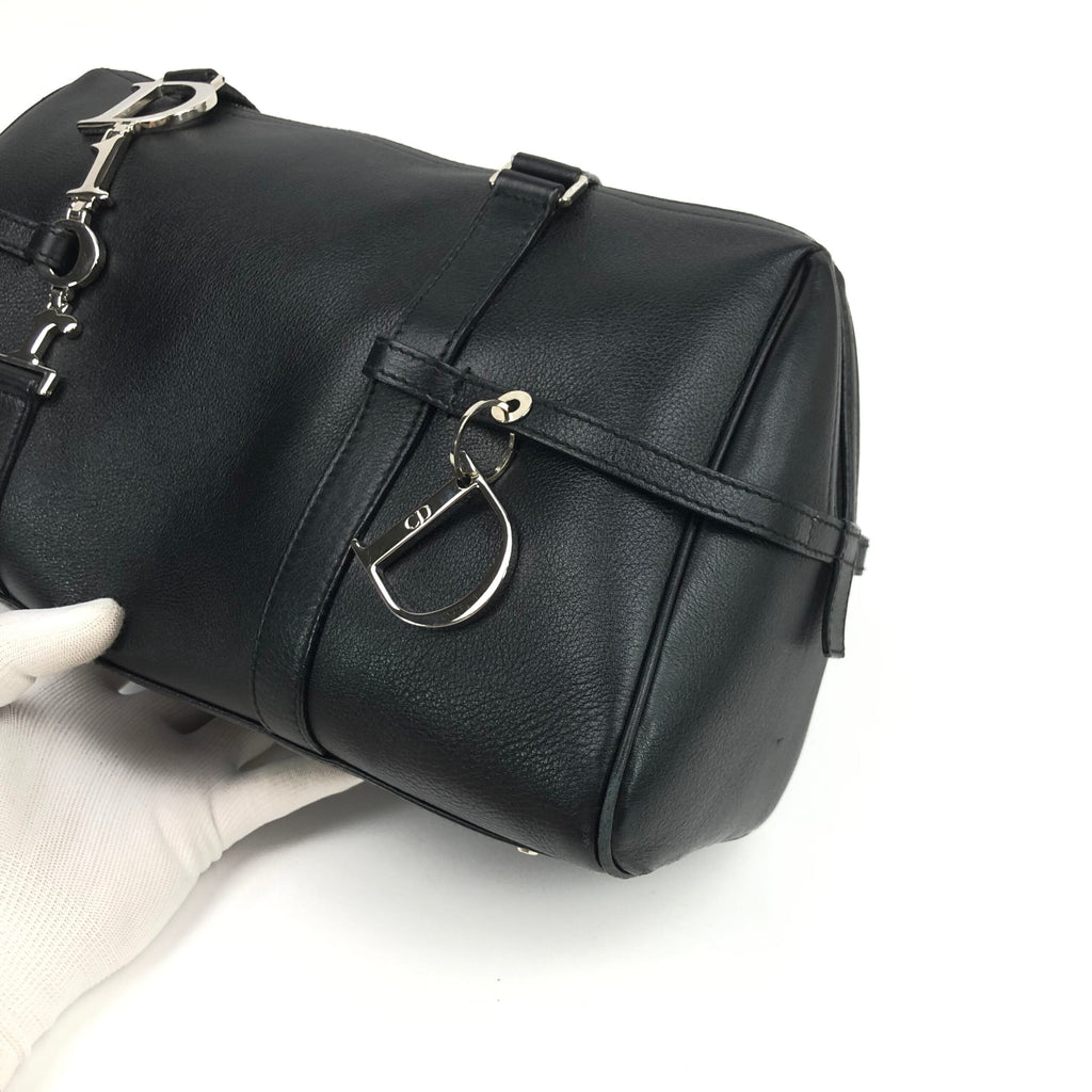 CHRISTIAN DIOR LEATHER BAG WITH SILVER HARDWARE