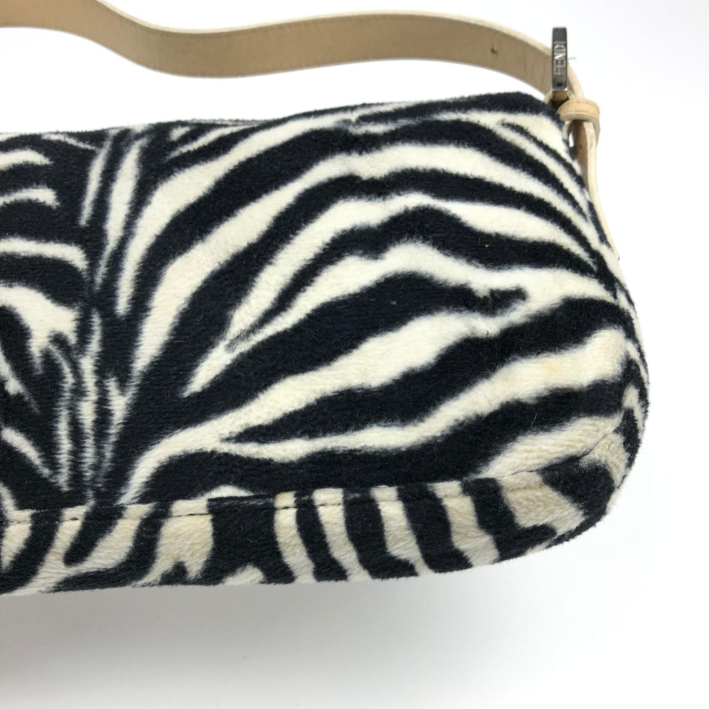 FENDI FLUFFY ZEBRA BAGUETTE SHOULDER BAG