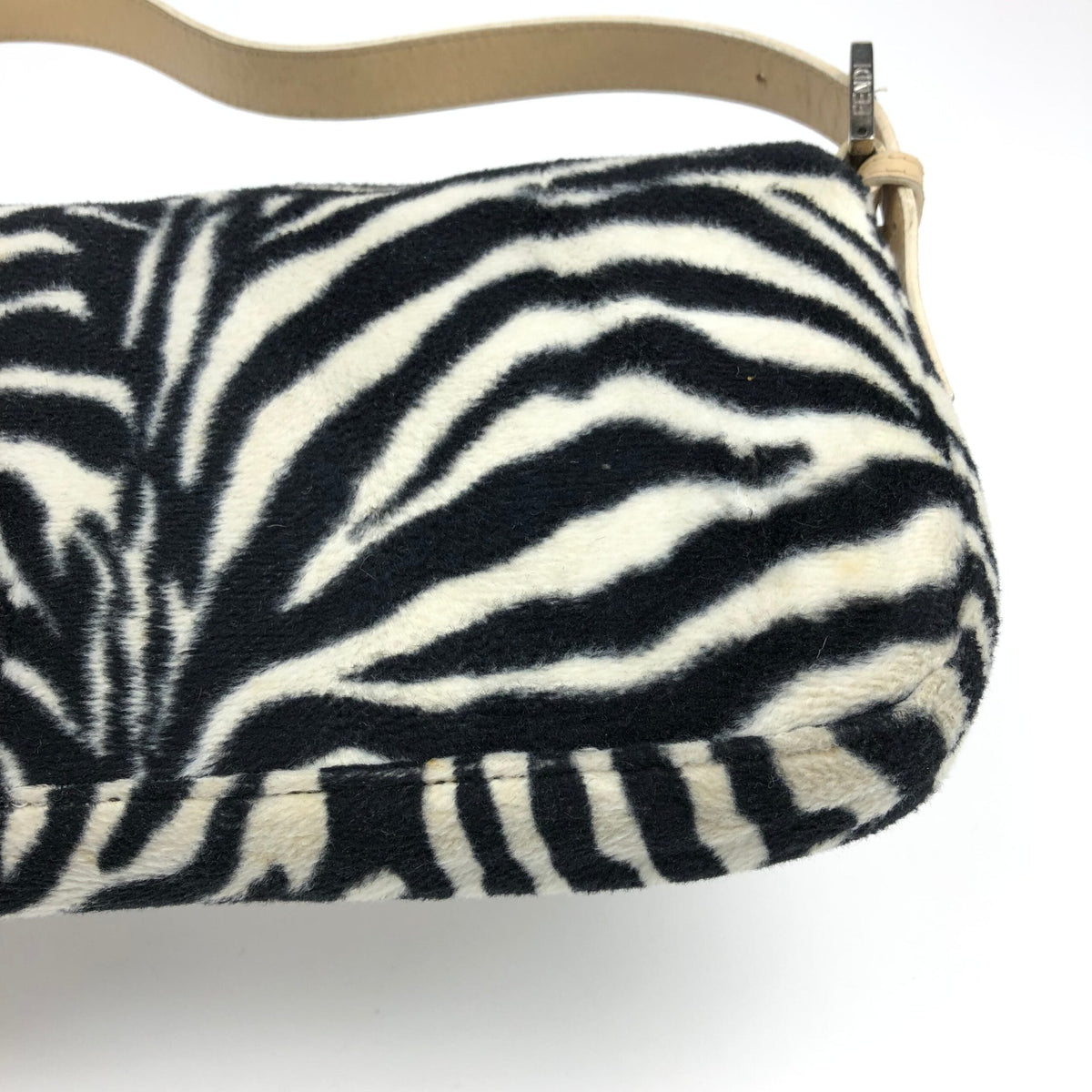 FENDI FLUFFY ZEBRA BAGUETTE SHOULDER BAG