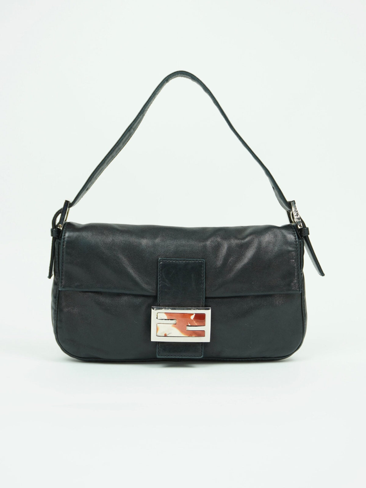 FENDI LEATHER BAGUETTE WITH MARBLE BUCKLE